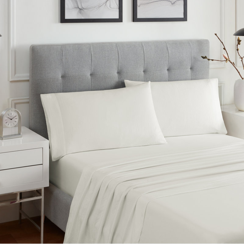 King 4 pc Sheet Set Off White, King Sheet Set + 1 Fitted Sheet + 2 Pillowcases, White
