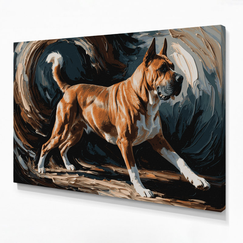 «Dogs Tosa», art mural sur toile noire, H 16 po x l 20 po