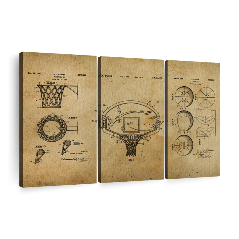 «Basketball Brevet Compilation», reproduction sur toile, H 36 po x l 57 po x 1,25 po