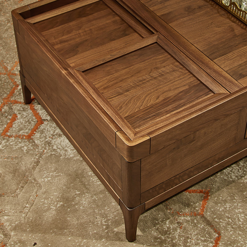 Table basse simple en bois massif de noyer noir moderne