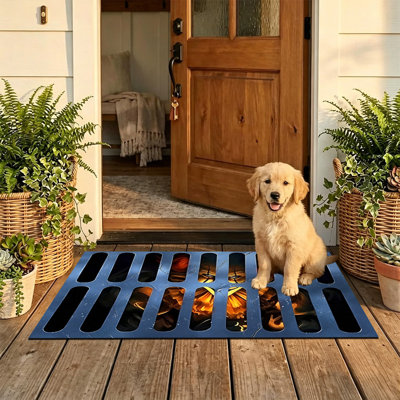  Non-Slip Indoor Outdoor Door Mat, 24"x36",horror eyes drain cover