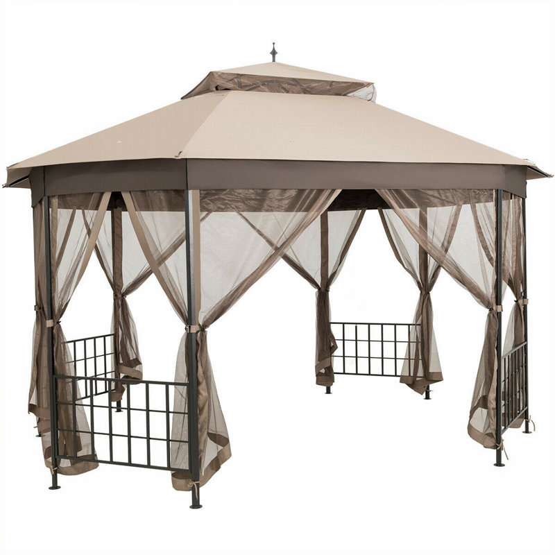 10’X 12’ Octagonal Patio Gazebo-Brown
