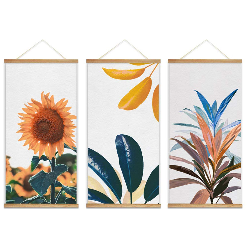 Affiche florale botanique suspendue avec cadres en bois