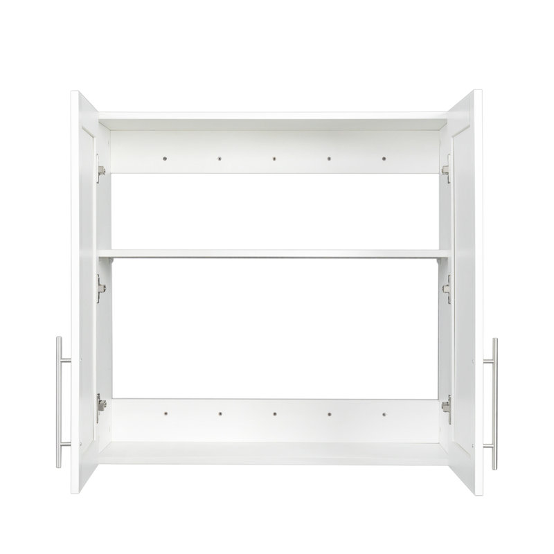 Armoire de rangement murale avec deux portes et poignées en métal