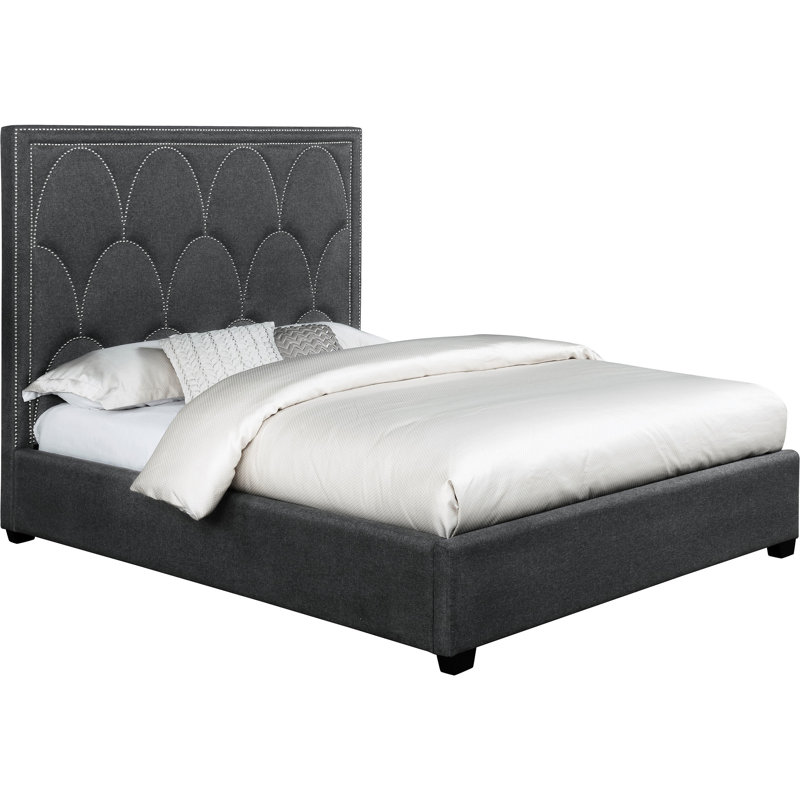 Maille Charcoal Upholstered  Panel Bed, Queen