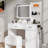 Lavin Makeup Vanity Set, Vanity Desk With Stool, LED Light Mirror And Charging Station-1827918452