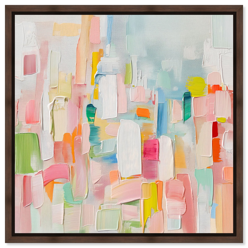 Color Symphony I Canvas Spring Abstracts par Art Remedy, H 31 po x l 31 po, Cadre doré, Doré