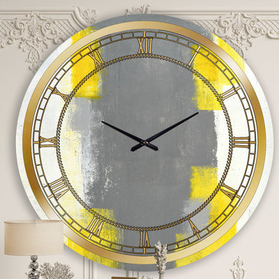 Grey and Yellow Blue Abstract VI - Modern wall clock