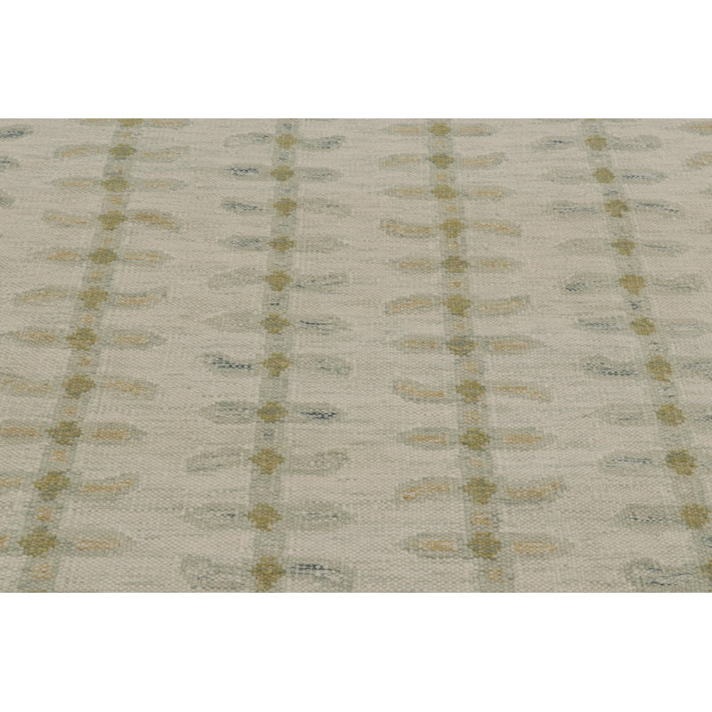 Scandinavian Kilim Wool Geometric Area Rug, Rectangle 10' x 14'