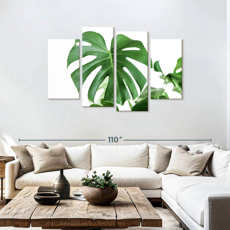 Feuilles de monstera, H 48 po x l 75 po
