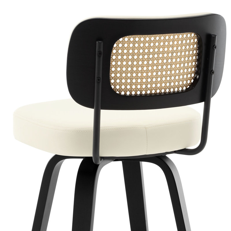 Tabouret de bar et de comptoir pivotant Lucania, Blanc, Tabouret de comptoir (siège d'une hauteur de 26 p, Noir