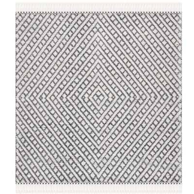 Tapis en laine / coton tissé à la main Brashear en ivoire / noir