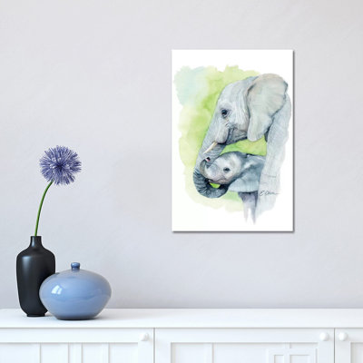 Mother and Baby Elephants I 1 Piece Wrapped Canvas Painting
