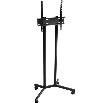 Meuble télé sur roulettes pour téléviseur plat et courbé de 32 à 65 pouces, chariot mobile avec roulettes, hauteur réglable, capacité de poids de 88 lb, compatibilité universelle, support pour écran de chambre à coucher idéal