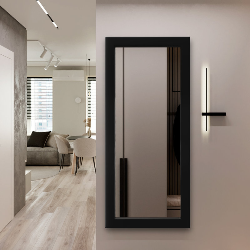 Miroir en bois, Noir, noir, noir, noir, 65 po x 30 po