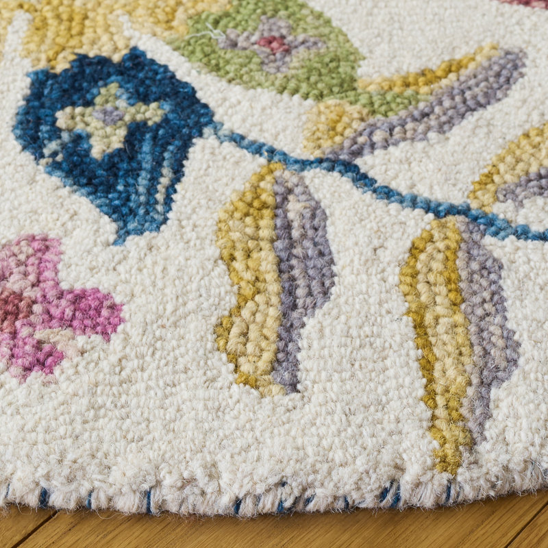 Jardin Hand Tufted Wool;Cotton Floral Indoor Rug, Round 4'