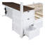 Lit superposé double avec lit gigogne simple, rangement et bureau, blanc et noyer-202275230