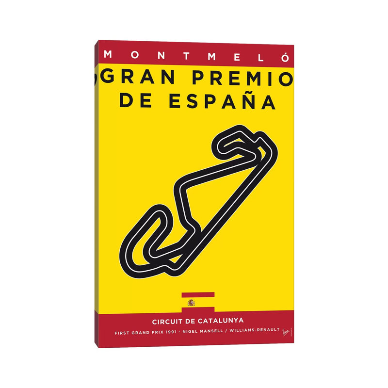 F1 Catalunya Race Track Minimal Poster by Chungkong - Wrapped Canvas Print, 101.6 cm H x 66.04 cm W x 1.91 cm D