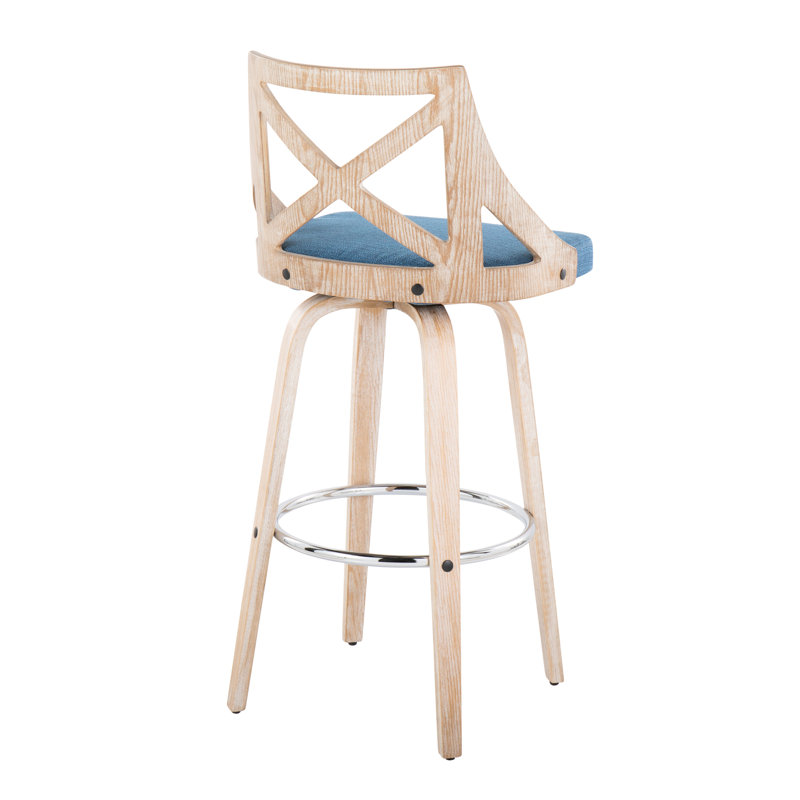 Tabouret de bar Farmhouse, Naturel / Argenté, Bleu