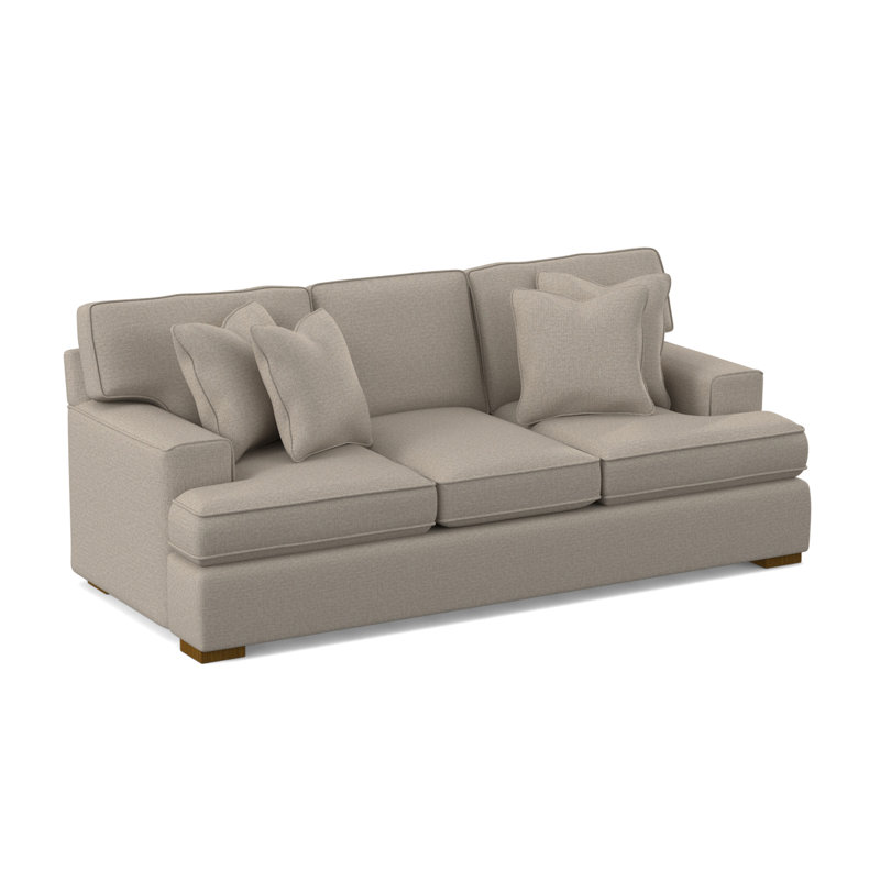 Bridgetown 97'' Recessed Arm Sofa with Reversible Cushions, Beige Performance Fabric; 0851-73, Havana Finish