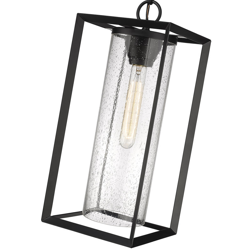 Lanterne suspendue d'extérieur 1 lumière H 17 po, Noir thermolaqué