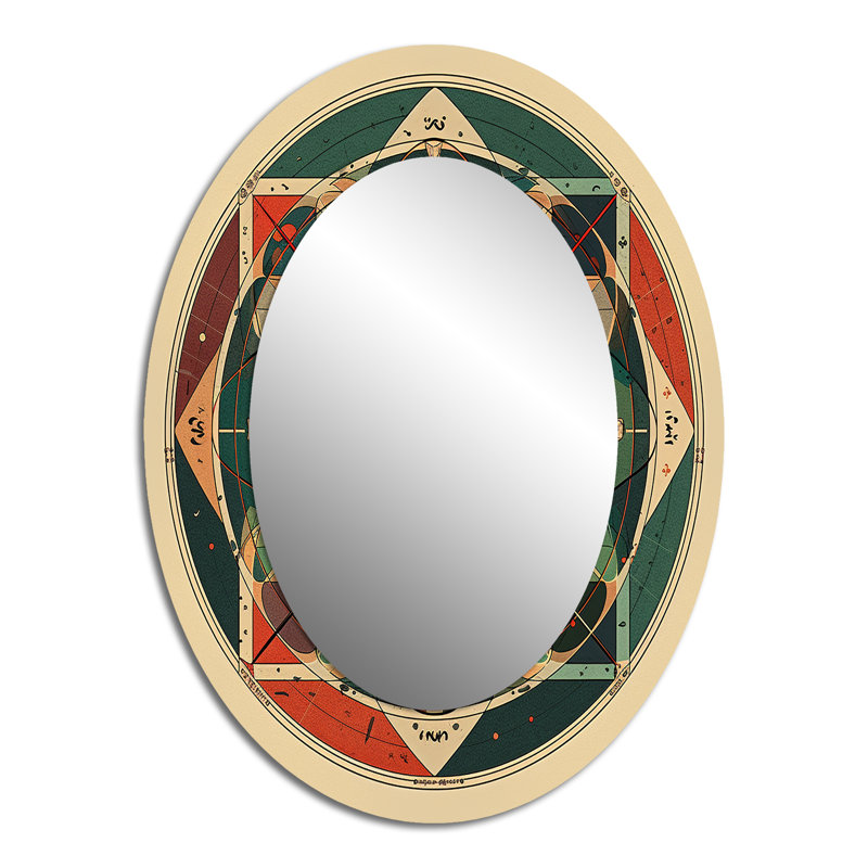 Sacred Mystery Vintage Alchemy Mandala I - Gold Modern Oval Wall Mirror, 40" x 30"