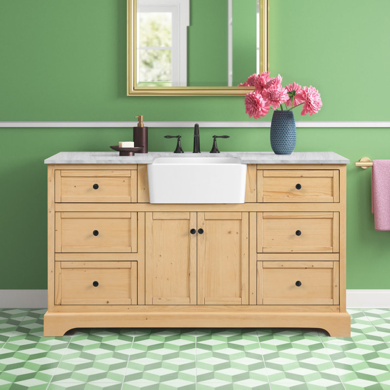 Ensemble de meuble-lavabo simple 60 po Pardue, Bois naturel