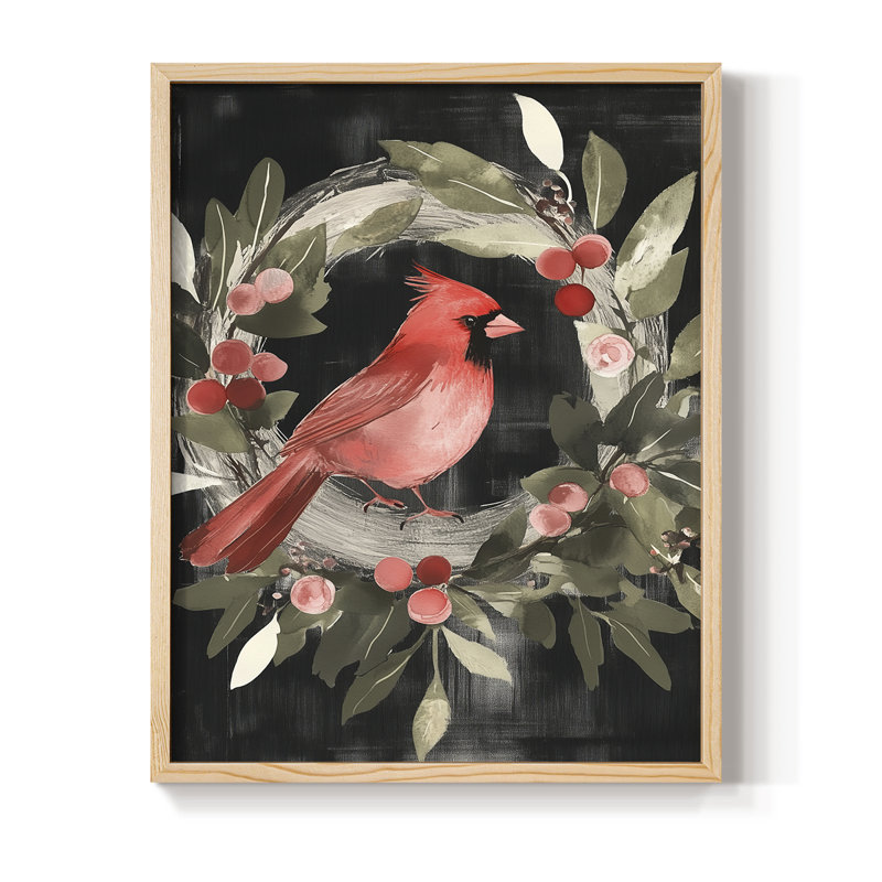 «Christmas Holiday Art Cxxxiv», reproduction d'art encadrée - bois massif, 11" H x 9" W, Naturel