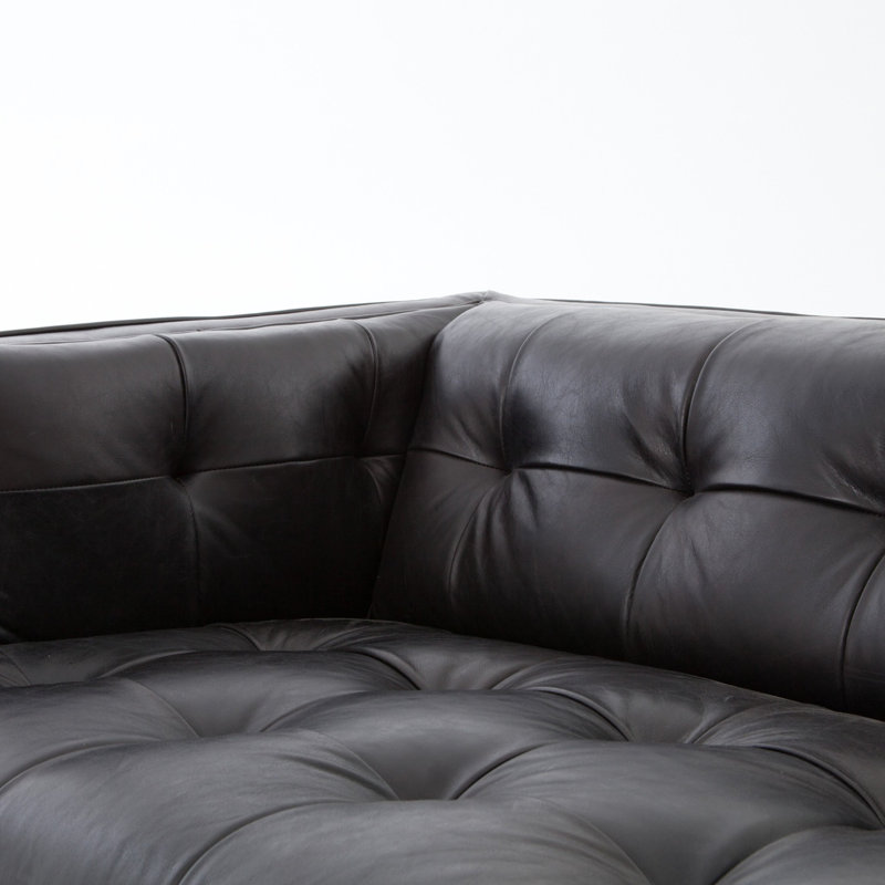 Dylan Sofa, Brown, Rider Black Genuine Leather