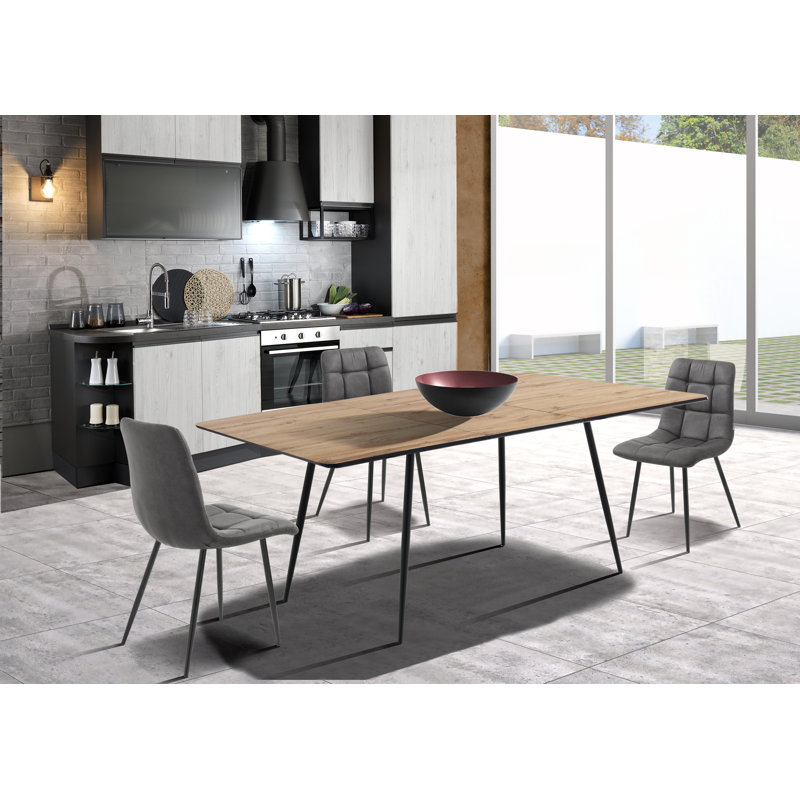 Amairani Extendable Oak Metal Base Dining Table