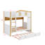 Lit superposé avec garde-corps en forme de maison et lit gigogne, lit superposé en bois avec tablettes de rangement