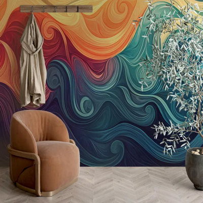 Sunset Currents Abstract Swirl