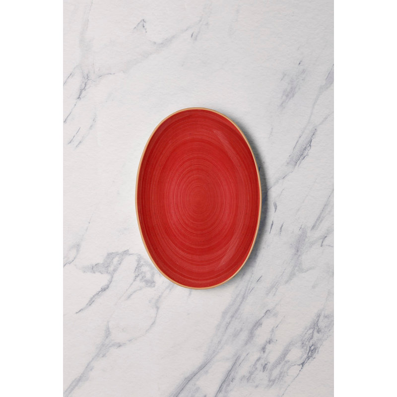 Assiette coupée en porcelaine de qualité supérieure Twister-Red, Rouge