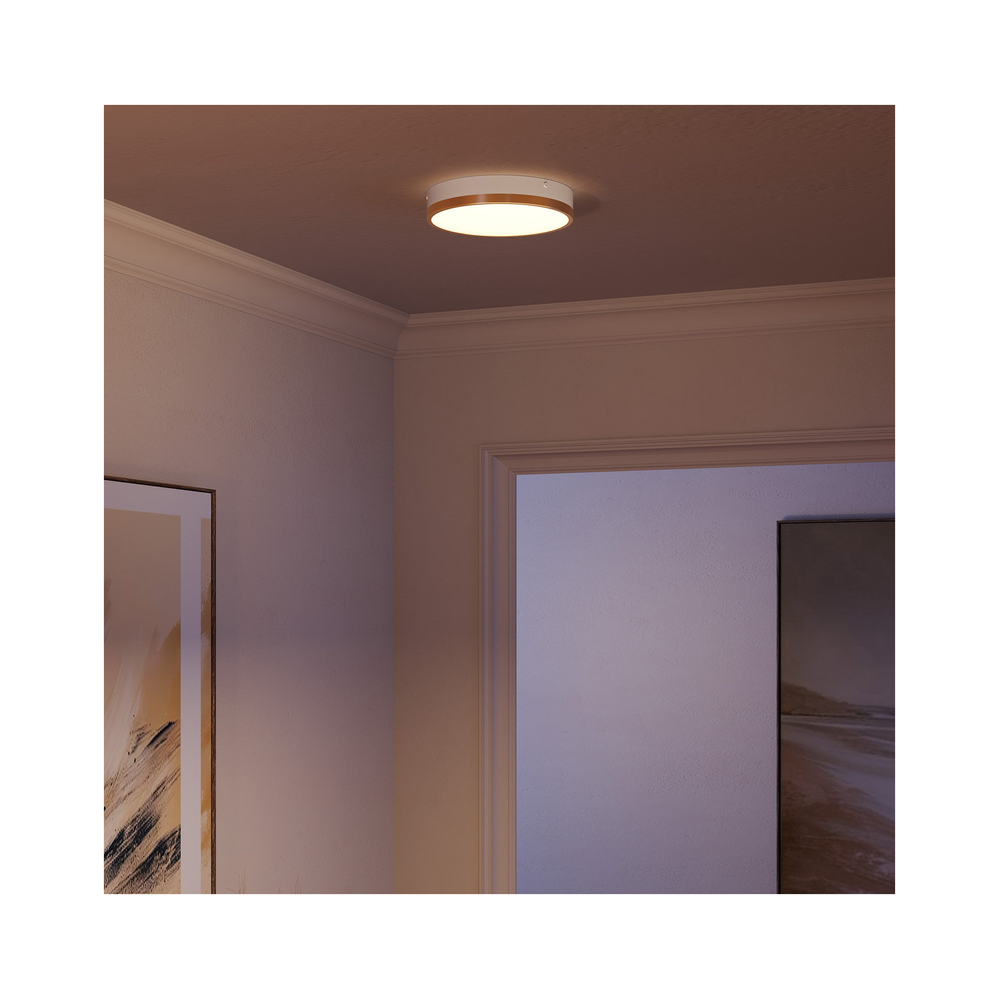 Orland Single Light Glass LED Flush Mount, 2" H x 11.13" W x 11.13" D, Aged Gold/White