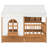 Full Size Kids House Bed with 2 Large Storage Drawers, Side Bookshelf & LED Lights, Walnut-1427576866