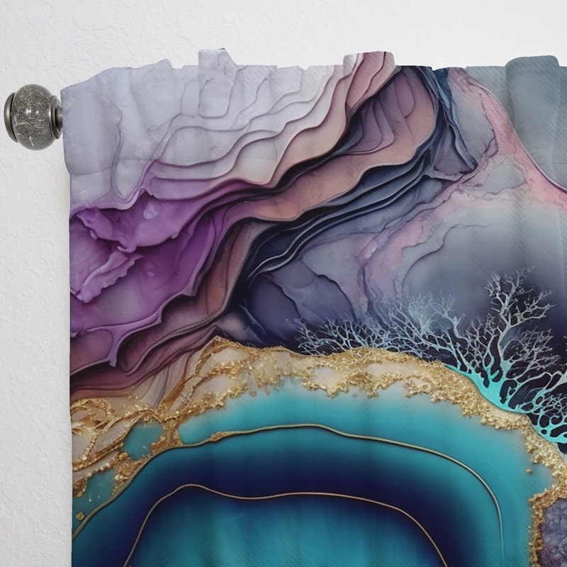 Blue Purple Abstract Geode III - Modern Curtain - Velvet Room Darkening - 1 panel, 52" W x 84" L