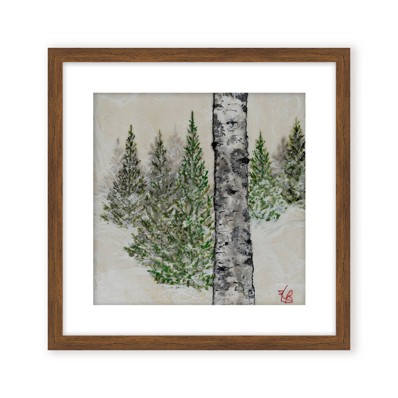 Nature Inspired "Wintered Pines" Canvas Wall Art By , 20" H x 20" W, Framed Print, Black