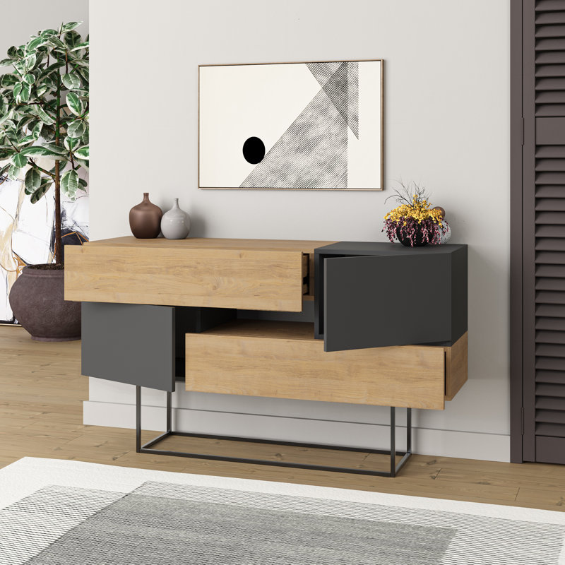 Lubow 145cm Console Table, Grey/Oak