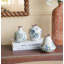 Mini vases en céramique blanc S / 3 avec motif de baies bleues