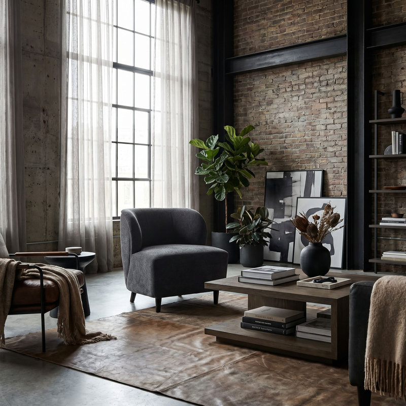 Laffont Barrel Chair, Ocean Gray, Black