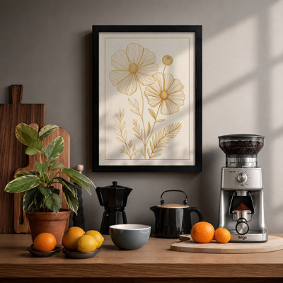 Golden Study Botanical - Framed Print