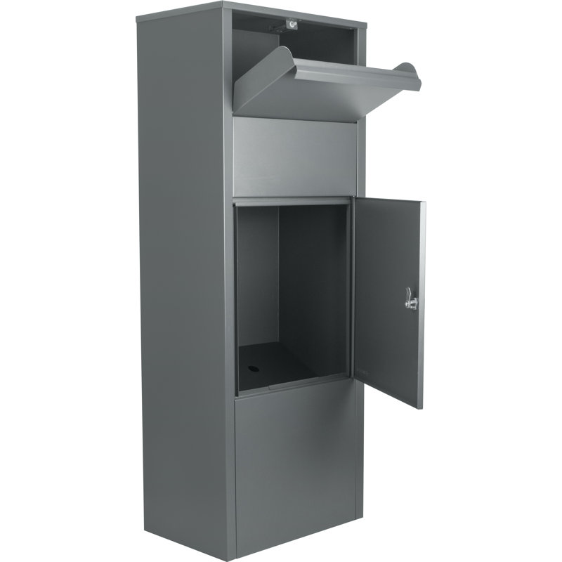 Large Black Steel Parcel Drop Box with Key Lock