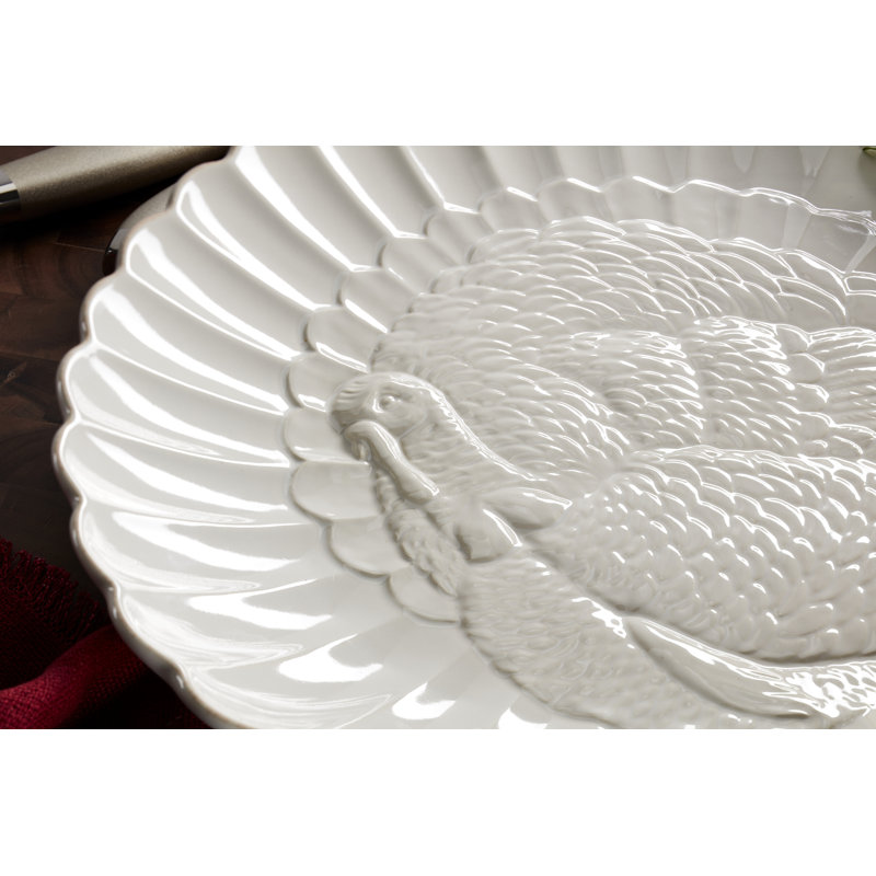  French Perle Carved Turkey Platter
