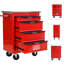 Chariot à outils multifonctionnel à 4 tiroirs rouge et noir avec roulettes et couvercle en acier inoxydable, pour utilisation dans un garage, capacité de freinage, poignée sur un côté, tiroirs à roulement de charge de 15 kg, clé-2050434574