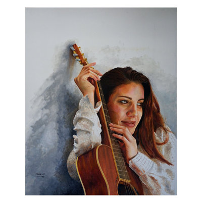 Guitare | Peinture par Dhiraj Khandelwal | Huile sur toile
