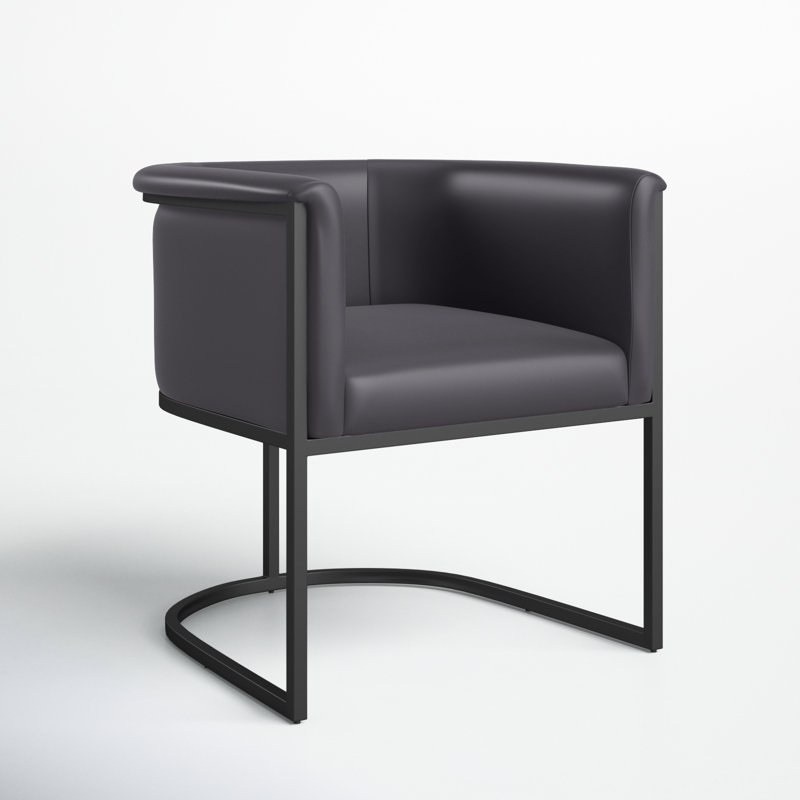 Virgil Faux Leather Upholstered Arm Chair, 1, Black