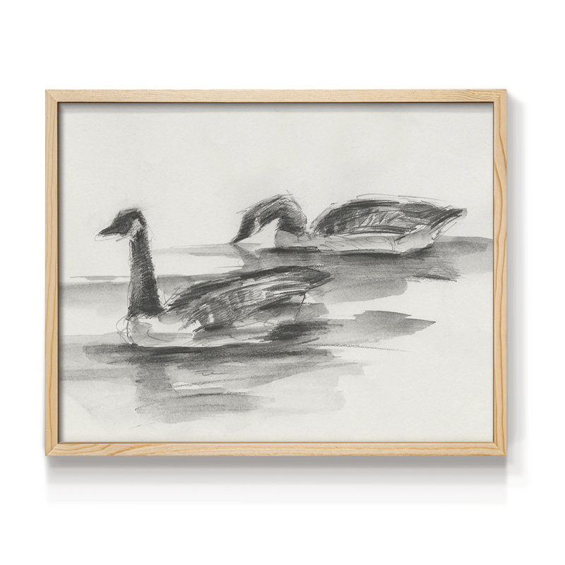Geese Study II -Framed Print - Restickable, Natural, 11" H x 14" W