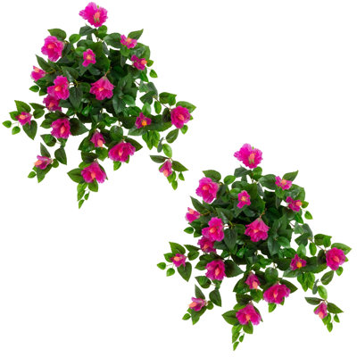 24In. UV Resistant Artificial Hibiscus Hanging Plant (Indoor/Outdoor) - Set Of 2
