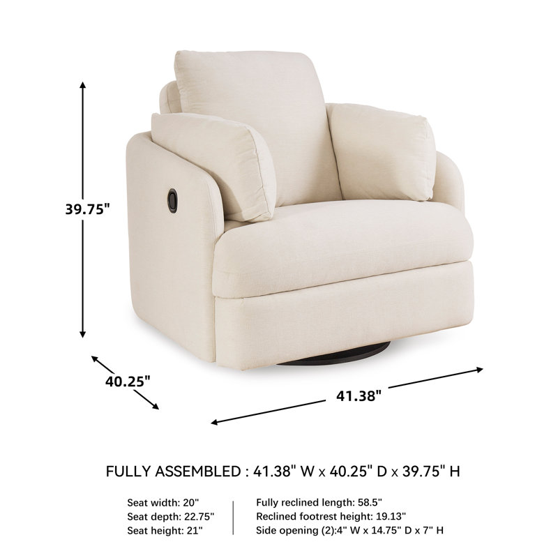 Gwenevere Upholstered Recliner, Beige Polyester