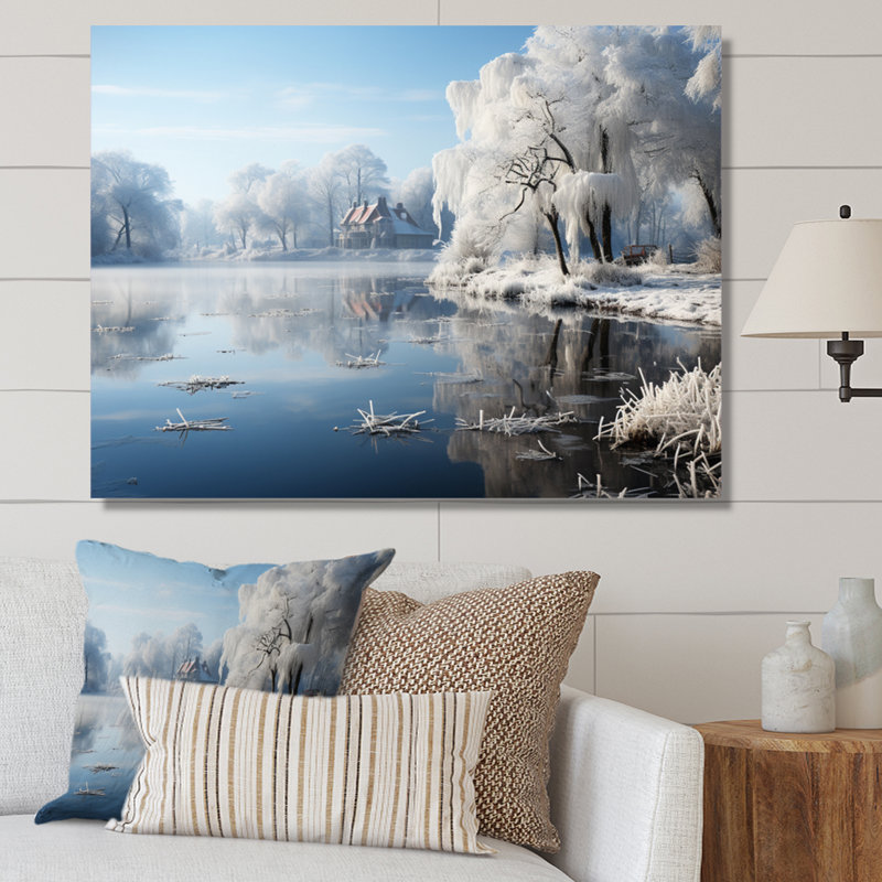 Paysage d'hiver Frozen Pond I, H 16 po x l 32 po x P 1 po, Toile tendue
